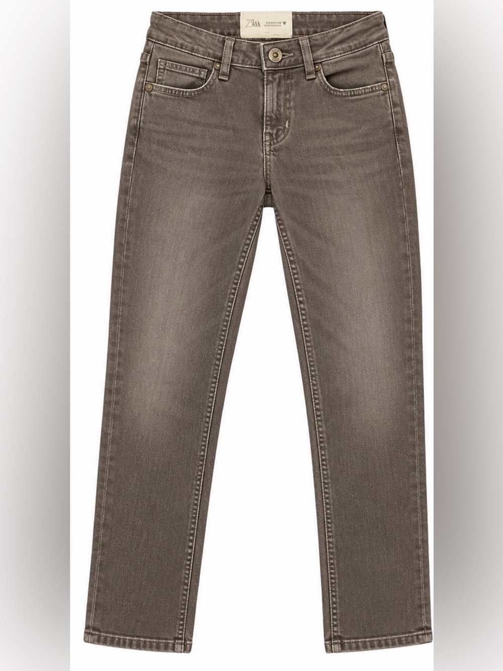 Zara Women's Slim Straight Jeans - Taupe Gray
